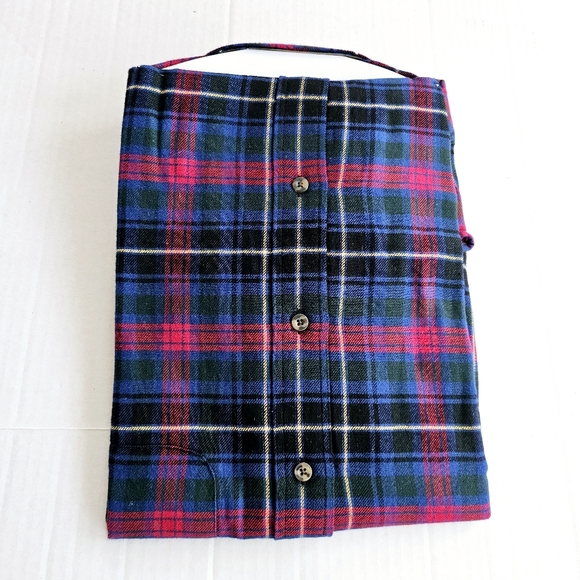 Saddlebred plaid flannel shirt size L classic fit blue red cotton pocket NWT - Picture 5 of 8